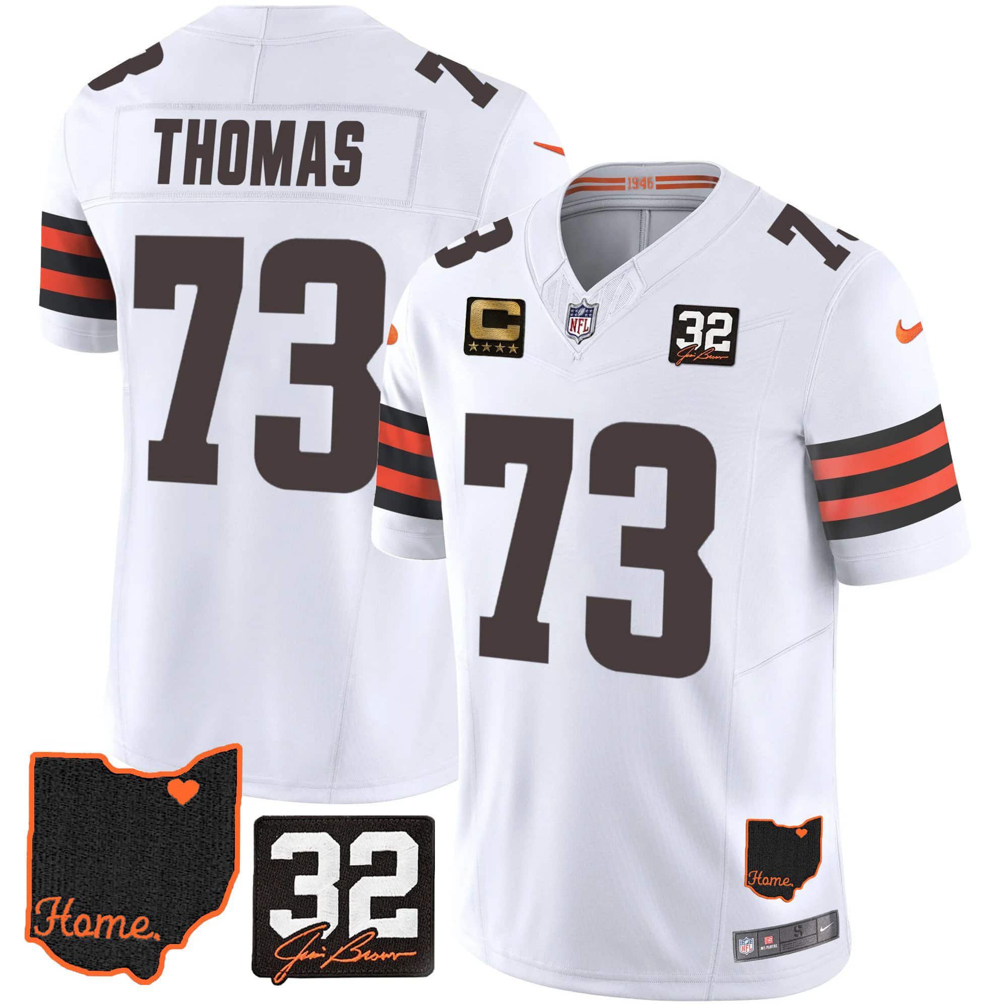 Men Cleveland Browns #73 Thomas White Memorial Home Patch 2024 Nike NFL Jersey->indianapolis colts->NFL Jersey